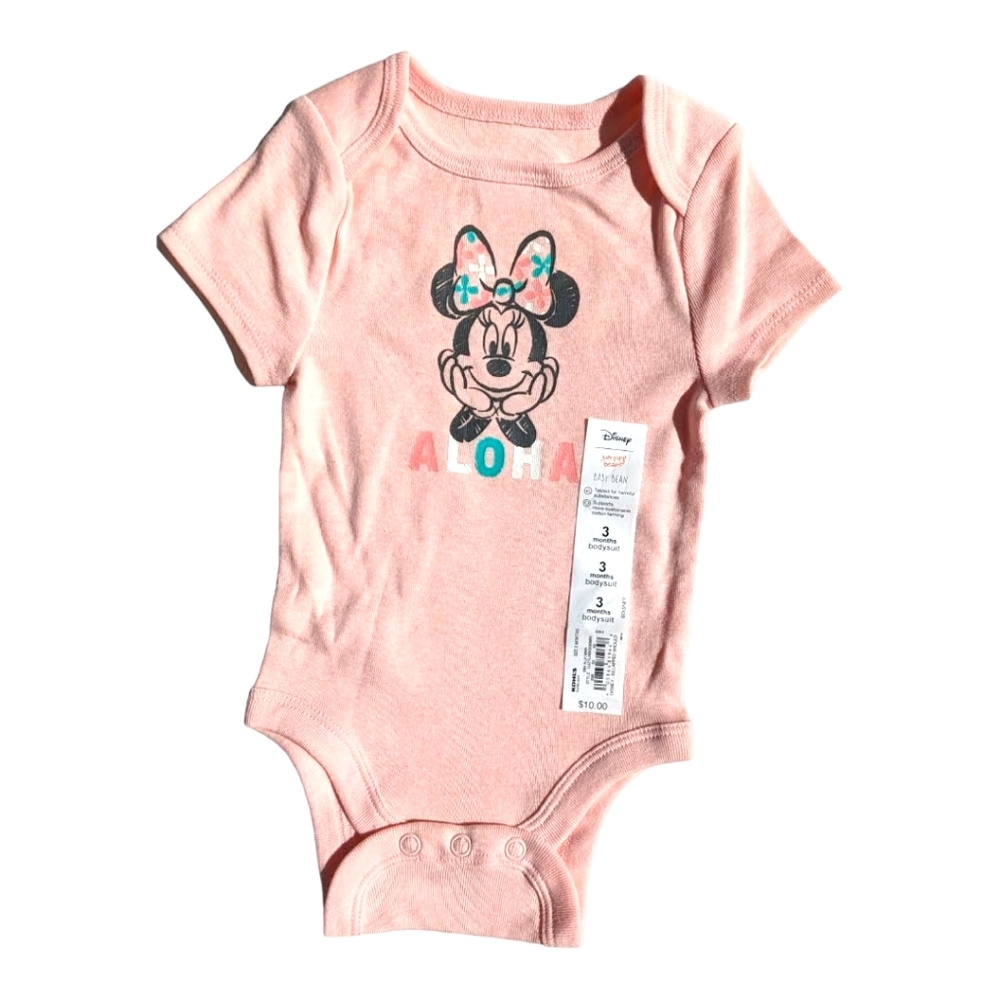 Disney Jumping Beans "Aloha" Minnie Mouse Pink Onesie
